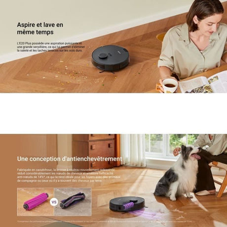 EUREKA E20 Plus - Aspirateur Robot avec Station de Vidange Automatique - 8000 Pa - Anti Enchevetrement - Évitement d'Obstacles 3D