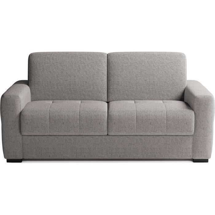 Canapé convertible express - 3 places - EUREKA - Tissu gris - 200 x 102 x 95 cm
