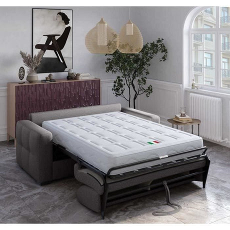 Canapé convertible express - 3 places - EUREKA - Tissu como 22 Graphite - 200 x 102 x 95 cm