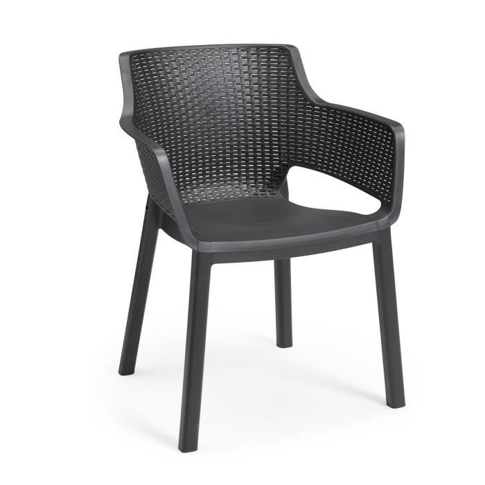 Lot de 6 fauteuils de jardin - Allibert by KETER - EVA - En résine - Coloris : gris graphite