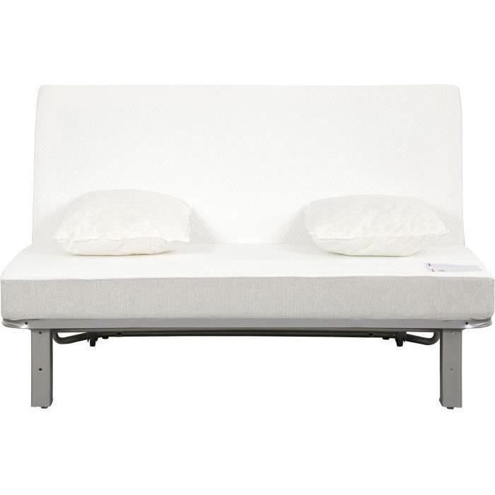 Banquette BZ 2 places EVASION - Tissu gris perle - Matelas SIMMONS - 440 ressorts ensachés - Couchage 188x138 cm