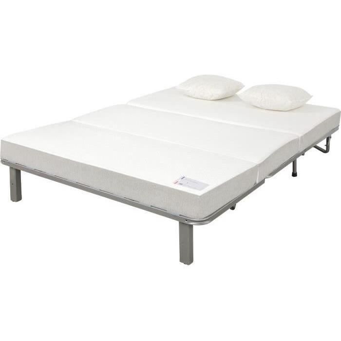 Banquette BZ 2 places EVASION - Tissu gris perle - Matelas SIMMONS - 440 ressorts ensachés - Couchage 188x138 cm