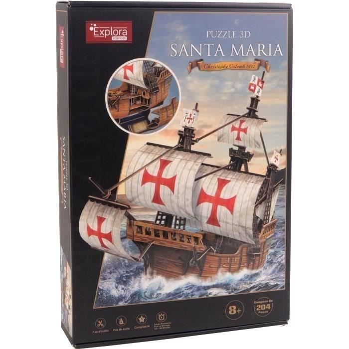 Puzzle 3D - Bateau Santa Maria - Jeu de construction - EXPLORA - 204 pieces - Des 8 ans