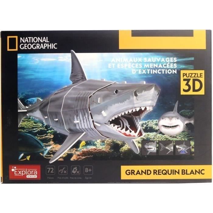 Puzzle 3D - Grand Requin Blanc - Jeu de construction - EXPLORA - 72 pieces - Des 8 ans