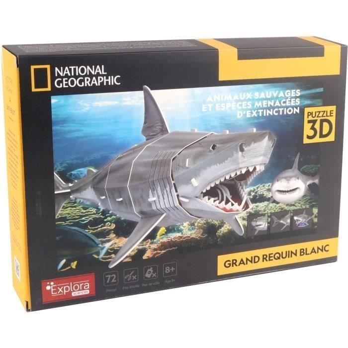 Puzzle 3D - Grand Requin Blanc - Jeu de construction - EXPLORA - 72 pieces - Des 8 ans