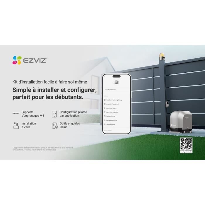 Kit moteur de portail coulissant - EZVIZ - HG2 600 Pro - Connecté - Jusqu'a 600 kg