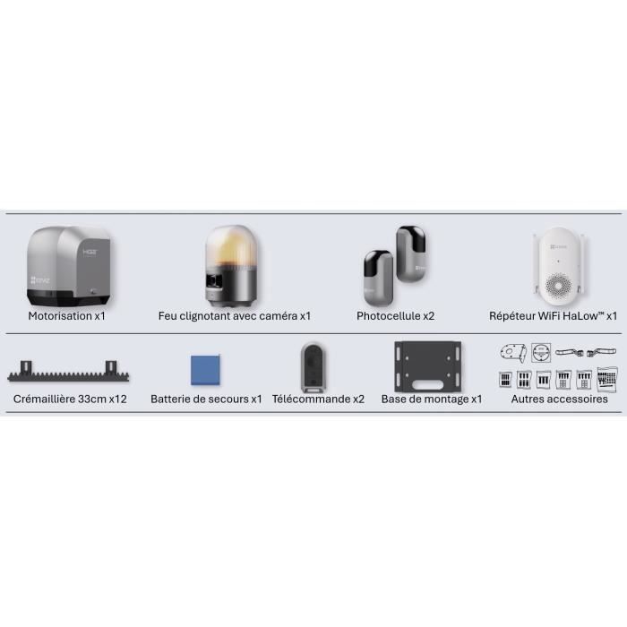Kit moteur de portail coulissant - EZVIZ - HG2 600 Pro - Connecté - Jusqu'a 600 kg