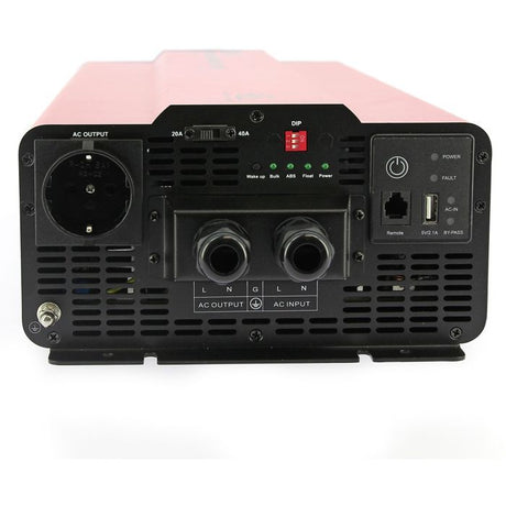 Convertisseur-chargeur - EZA - Pur Sinus 3000 W - Onde sinusoidale pure - Chargeur 40 A - MPS automatique - Commande déportée LED