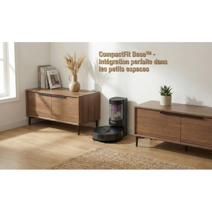 Robot aspirateur laveur - EZICLEAN CyberFlow MAX - GYROSMART connecté avec base de vidage - 10 000 Pa - 2 L - 80 min - Noir