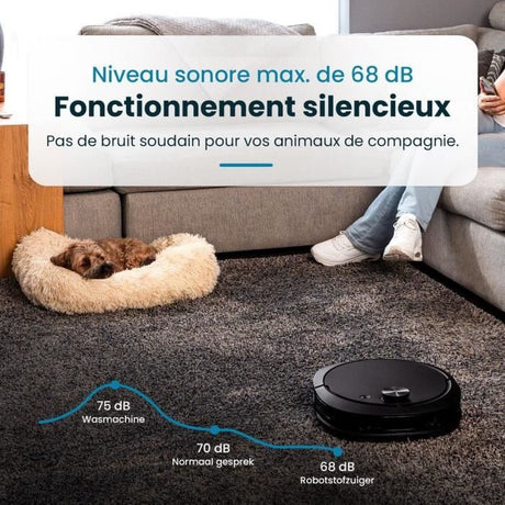 Robot Aspirateur Laveur connecté avec base de vidage EZICLEAN All-in-one Z10 Plus - 240 min - 6000pa - 180m˛ - 1.5L