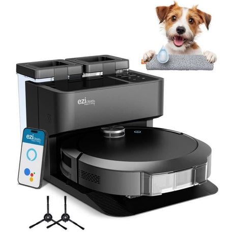 Robot Aspirateur Laveur connecté avec base de vidage EZICLEAN All-in-one Z10 Plus - 240 min - 6000pa - 180m˛ - 1.5L