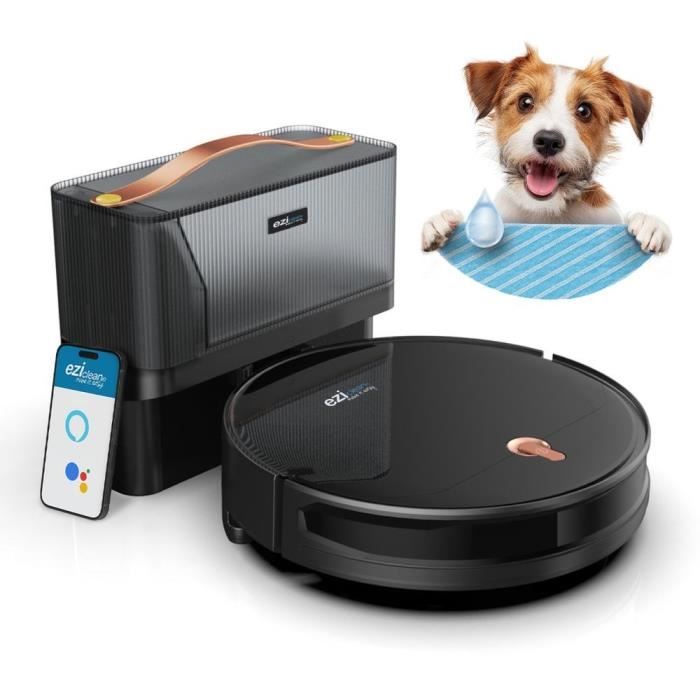 Robot Aspirateur Laveur Connecté EZICLEAN I-Bot Z5 - 75 min - 2.6Kpa - 60-90m² - Sols durs - 0.25L