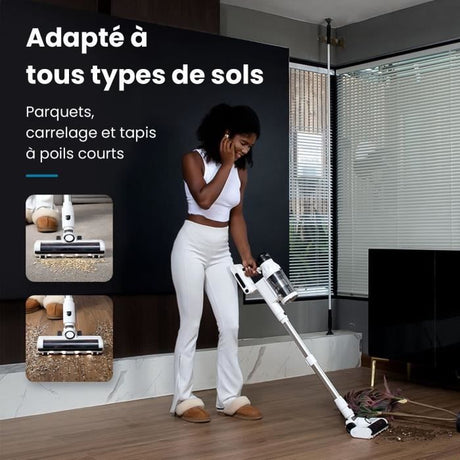 EZICLEAN Cyclomax R22 station - Aspirateur balai sans fil - 52 min - 500 W - 35 kPa - Blanc