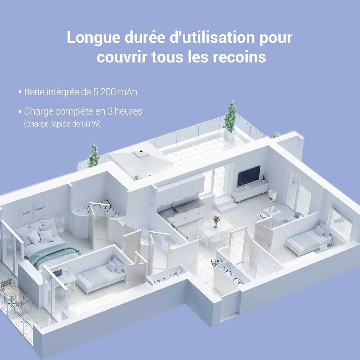 Robot Aspirateur Laveur avec Station EZVIZ RS2 - Lavage/Séchage/Nettoyage/Remplissage Automatique - 4000 Pa - Navigation Laser