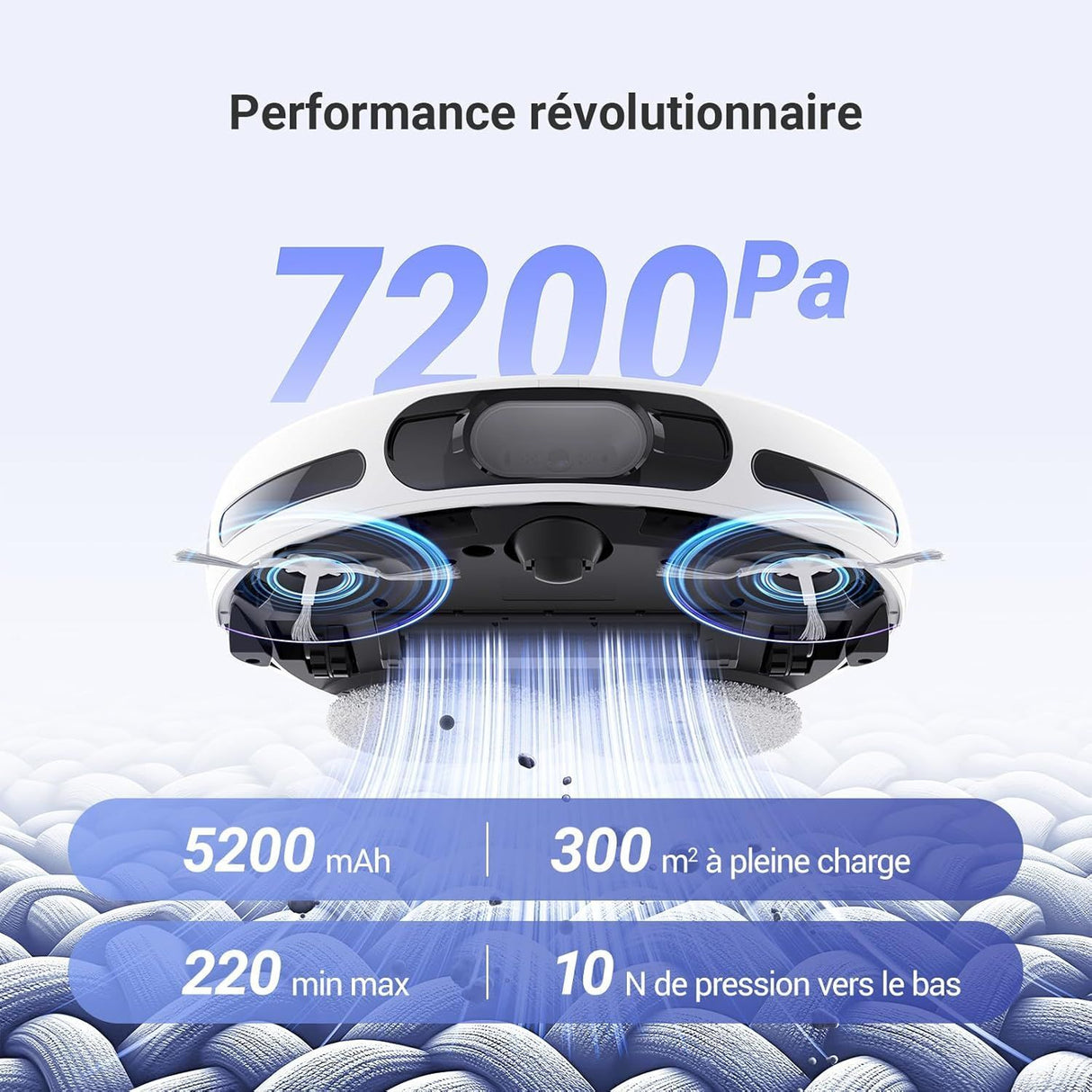 EZVIZ RS20 Pro Robot Aspirateur avec Serpilliere - Installation & Détachement Automatique - Brosse Latérale Surélevée - 7200 Pa
