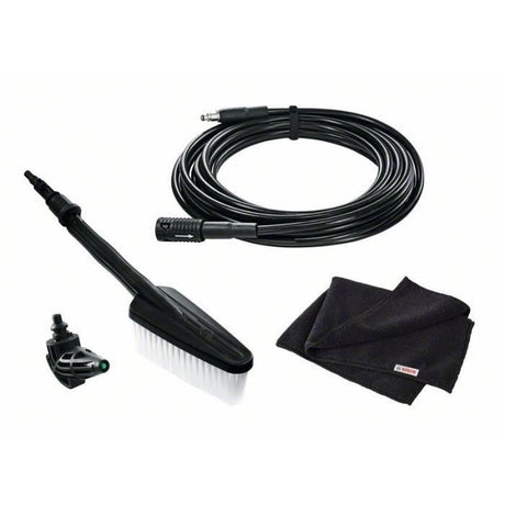 Kit de nettoyage voiture pour nettoyeurs haute pression BOSCH - Brosse de lavage, Tuyau haute pression, Buse a 90°, Chiffon