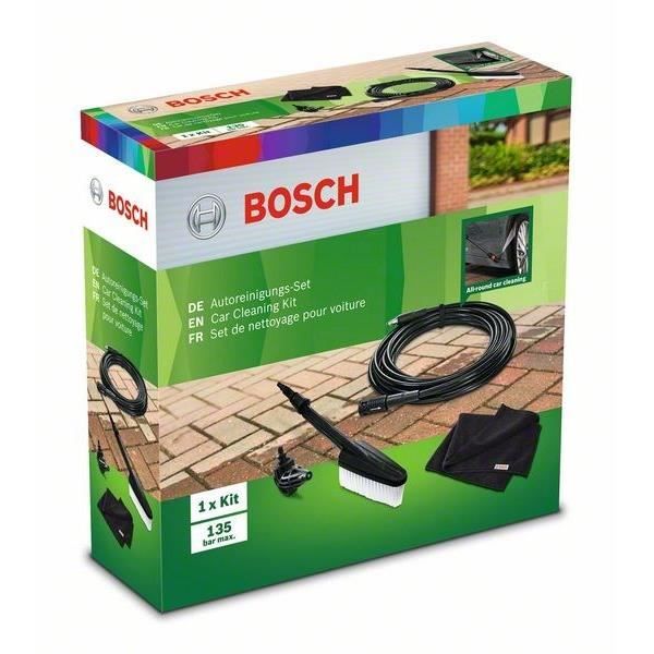 Kit de nettoyage voiture pour nettoyeurs haute pression BOSCH - Brosse de lavage, Tuyau haute pression, Buse a 90°, Chiffon