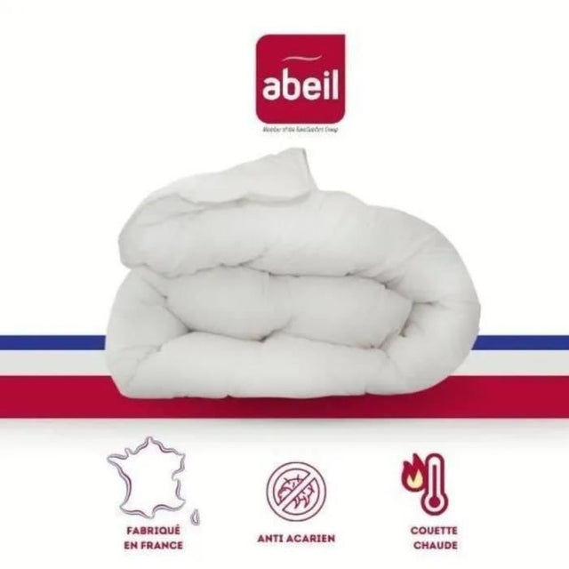 Couette anti-acariens - 220 x 240 cm - Chaude - 400 g/m˛ 2 personnes - Blanc - ABEIL