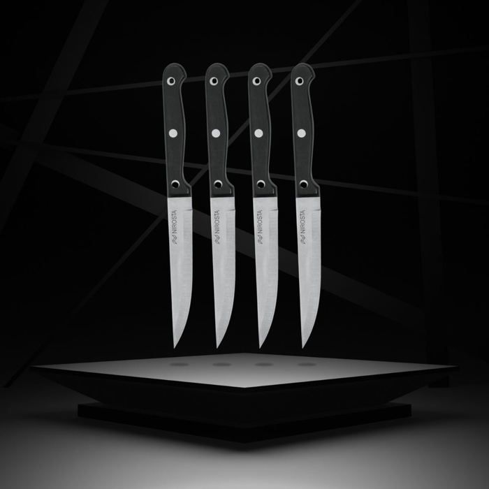 Lot de 4 couteaux a steak - NIROSTA - 21 cm