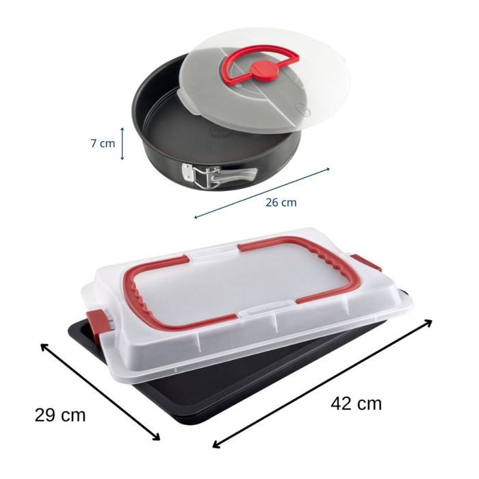 Plaque de cuisson avec couvercle et moule a manqué - DR oeTKER - Bake and Go - 42 x 29 cm