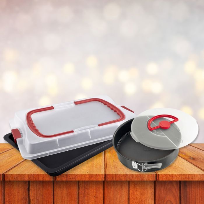 Plaque de cuisson avec couvercle et moule a manqué - DR oeTKER - Bake and Go - 42 x 29 cm