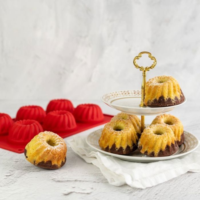 Lot de 2 moules a kougelhofs 6 empreintes - DR oeTKER - Flexxibel Love - 30 x 18 cm