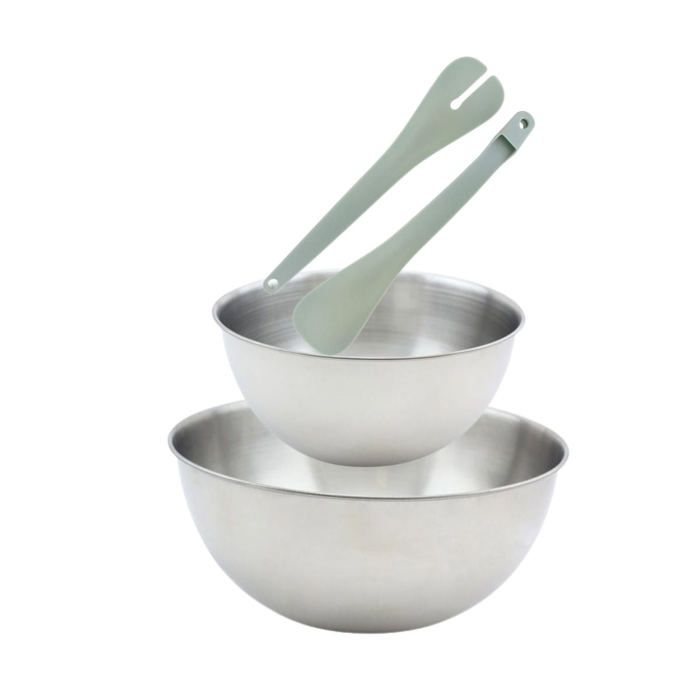 Set de 2 Saladiers et couverts a salade - FACKELMANN - 20,5 et 25 cm