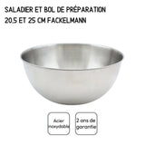 Set de 2 Saladiers et couverts a salade - FACKELMANN - 20,5 et 25 cm