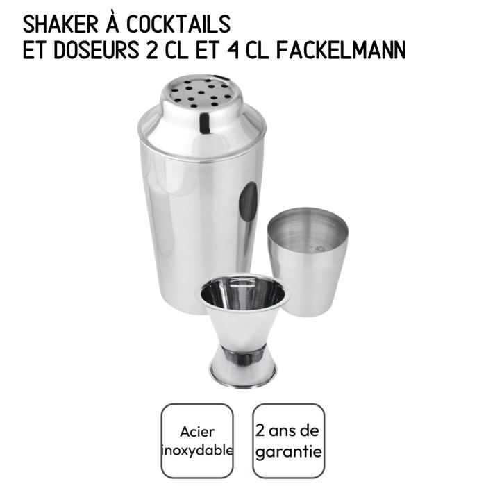 Set Shaker a cocktails en inox 400 ml et doseur a alcool 2 et 4 cl - FACKELMANN - Bar Concept