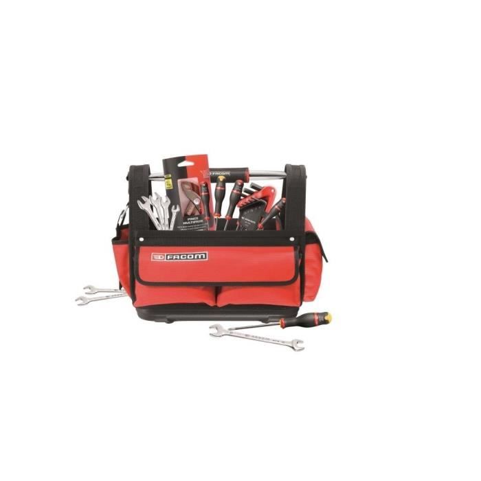 Boite a Outils Textile - FACOM - BS.T14CM1PB - (Livré avec 5 Tvis Protwist + 9 Clés mâles + Pince multiprise + 7 Clés a fourche)