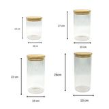 Set de 4 boîtes de conservation en verre - FACKELMANN - Nature - Couvercle en bambou