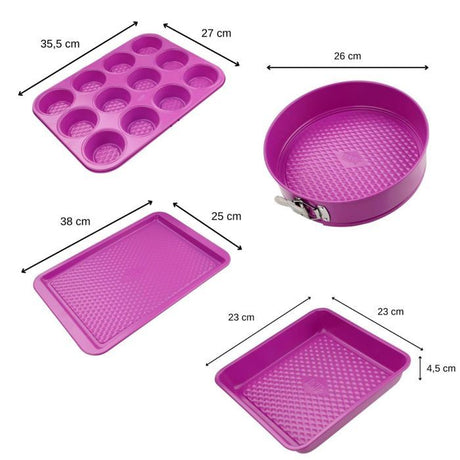 Ensemble de 4 moules - FACKELMANN - Tasty Pâtisserie - 23 a 38 cm - Fuchsia
