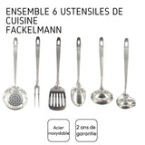 Ensemble ustensiles de cuisine 6 pieces - FACKELMANN - Oxford - Inox