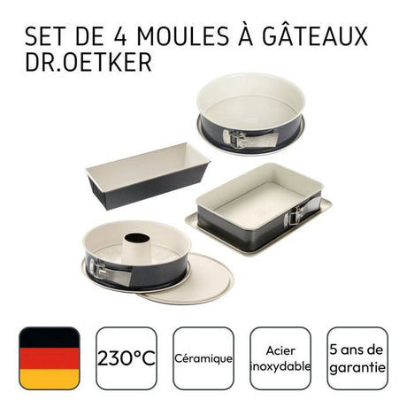 Ensemble de 4 moules a gâteaux de formes différentes de 28 a 32 cm - DR oeTKER - Back-Trend
