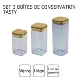 Set de 3 boîtes de conservation en verre avec couvercle - FACKELMANN - Tasty Green - 280, 330 et 450 ml