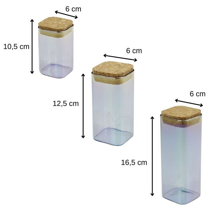 Set de 3 boîtes de conservation en verre avec couvercle - FACKELMANN - Tasty Green - 280, 330 et 450 ml
