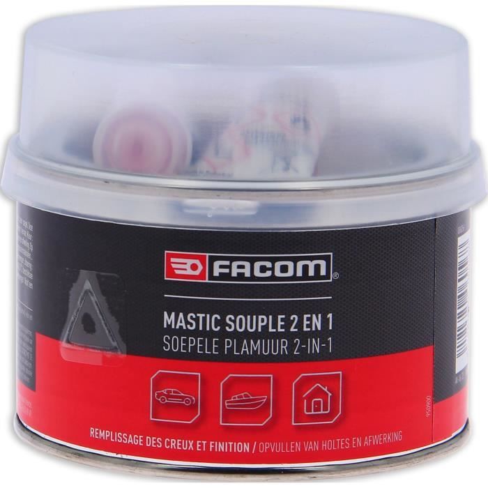 Mastic polyester souple 2 en 1 pot 500g- FACOM - réparation léger creux et bosses