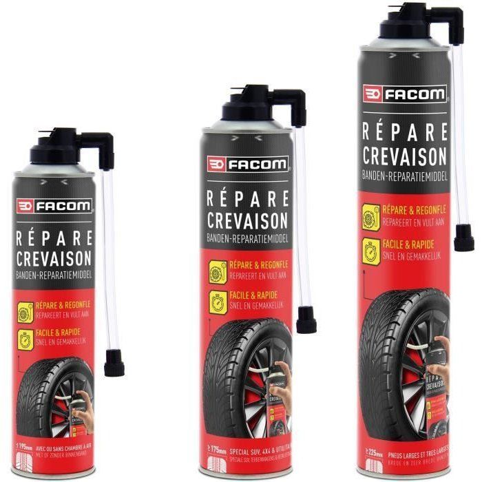 Répare crevaison 400ml - FACOM - sans démontage du pneu jusqu'a 195 mm avec ou sans chambre a air.