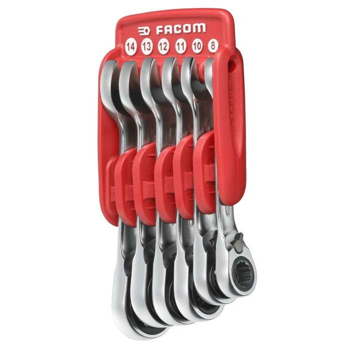 Jeu de 10 clés mixtes - FACOM - 467BS.JP10PB - a cliquet - Courtes - Sur étui portatif