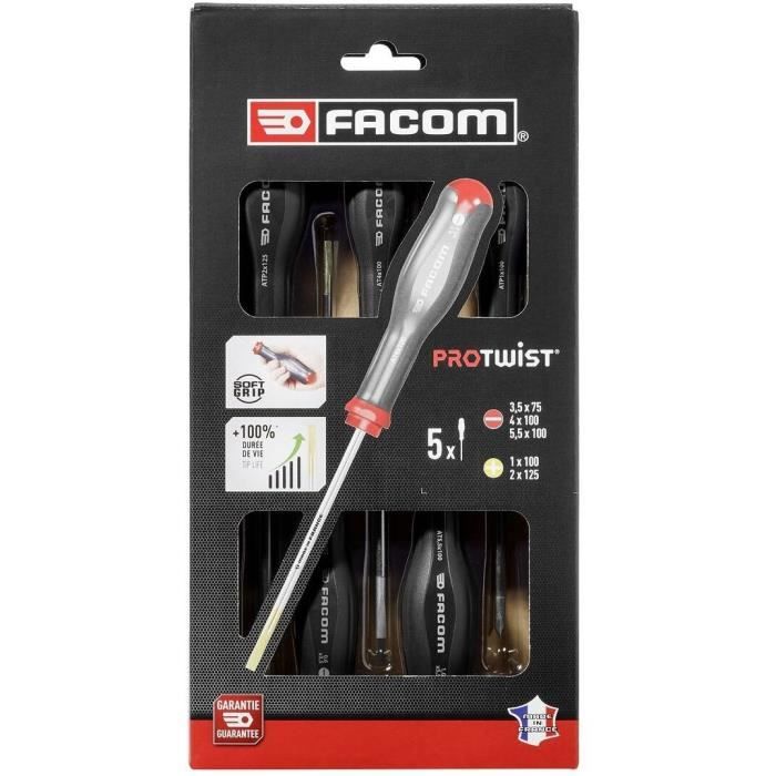 Coffret Tournevis Protwist - FACOM - AT.5PB (3 Fente + 2 Prozidriv)