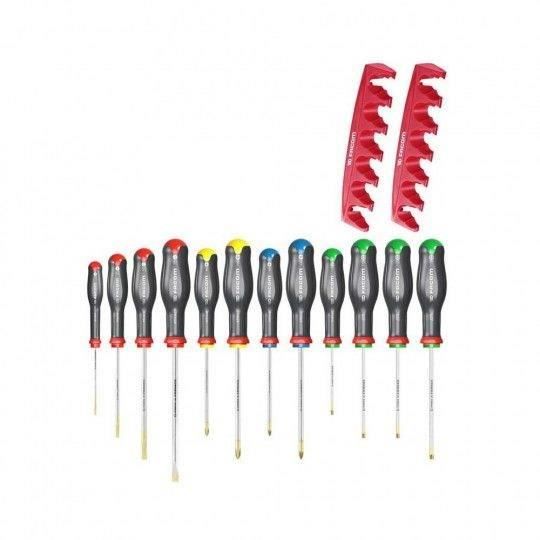 Jeu de 12 tournevis PROTWIST - FACOM - AT.J12R2PB + 2 racks de rangement