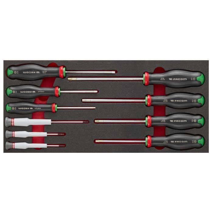 Module mousse 10 tournevis - FACOM - MODM.AT6PB -  Protwist Torx - 10x75 a 40x150 mm