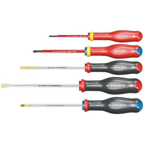 Coffret de 5 Tournevis Protwist - FACOM -  AT.J5VEPB - dont 2 Tournevis isolés 1000V empreintes Fente et Prozidriv