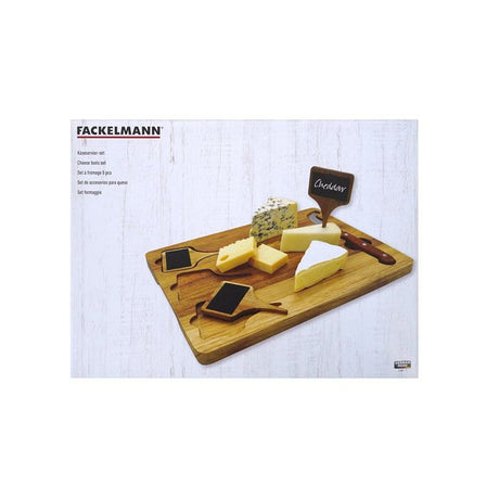 Plateau a fromage - FACKELMANN - Avec ardoises + couteau a fromage - 32 x 23 cm - Bois