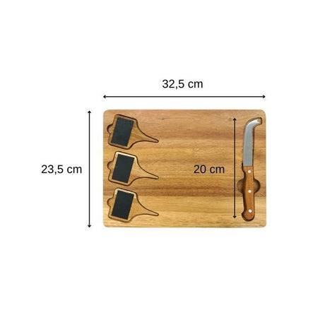 Plateau a fromage - FACKELMANN - Avec ardoises + couteau a fromage - 32 x 23 cm - Bois