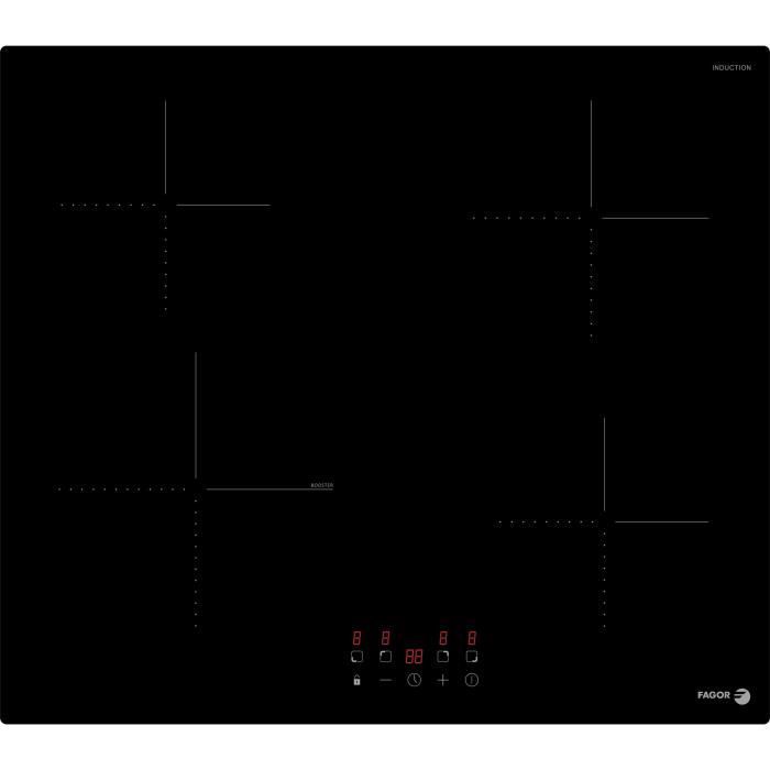 Table de cuisson - FAGOR - FTI468 - 59 cm - 4 foyers induction - Verre noir