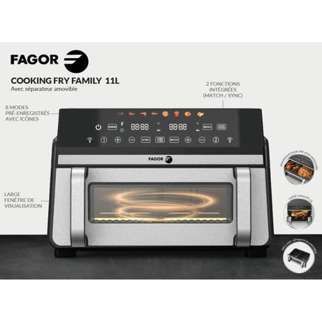Friteuse sans huile - FAGOR - FG10AF - 11L - 2400W - Double cuve - Ecran digital - 8 programmes - Airfryer famille