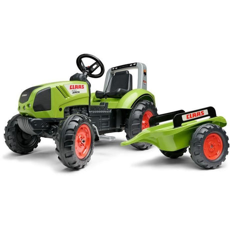 Tracteur a pédales Claas - FALK - Volant directionnel et Remorque - 100% Fabriqué en France - 60% de plastique recyclé - Des 3 ans.