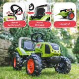 Tracteur a pédales Claas - FALK - Volant directionnel et Remorque - 100% Fabriqué en France - 60% de plastique recyclé - Des 3 ans.