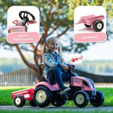Tracteur a pédales Country Star - FALK - Avec remorque - Rose - 100% Fabriqué en France - 50% de plastique recyclé - Des 2 ans